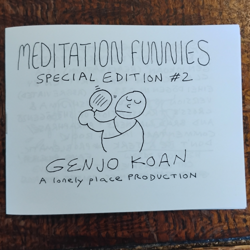 Cover of a minicomic, Meditation Funnies Special Edition number 2. Features a monk fanning himself. 