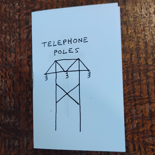 Cover of a minicomic, Telephone Poles. Features a telephone pole. 