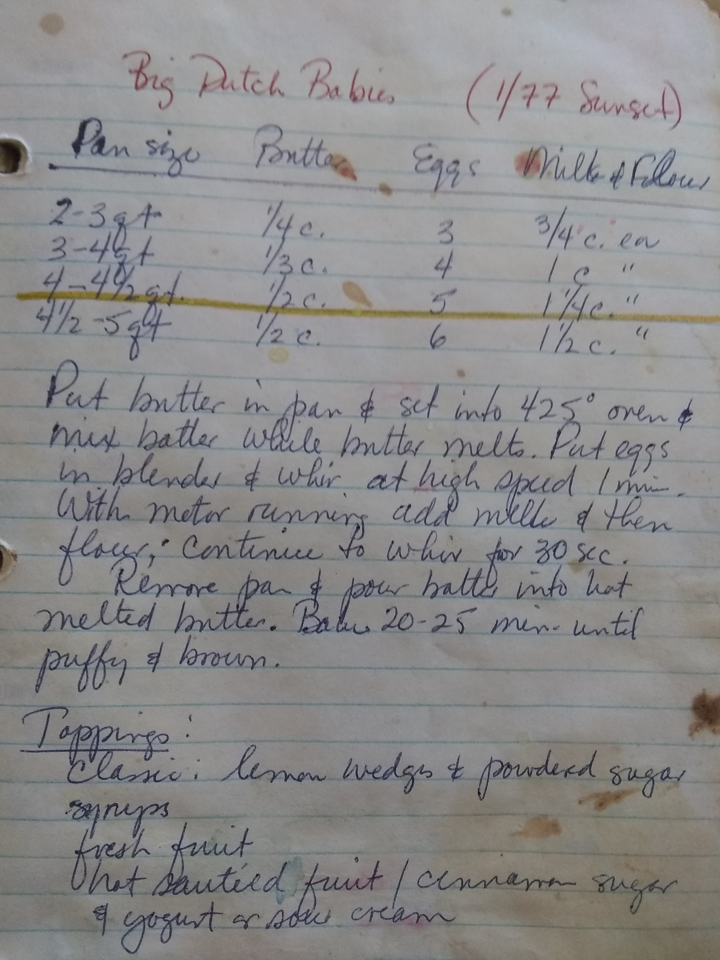 Handwritten version, from Carol Hiebert's recipe book