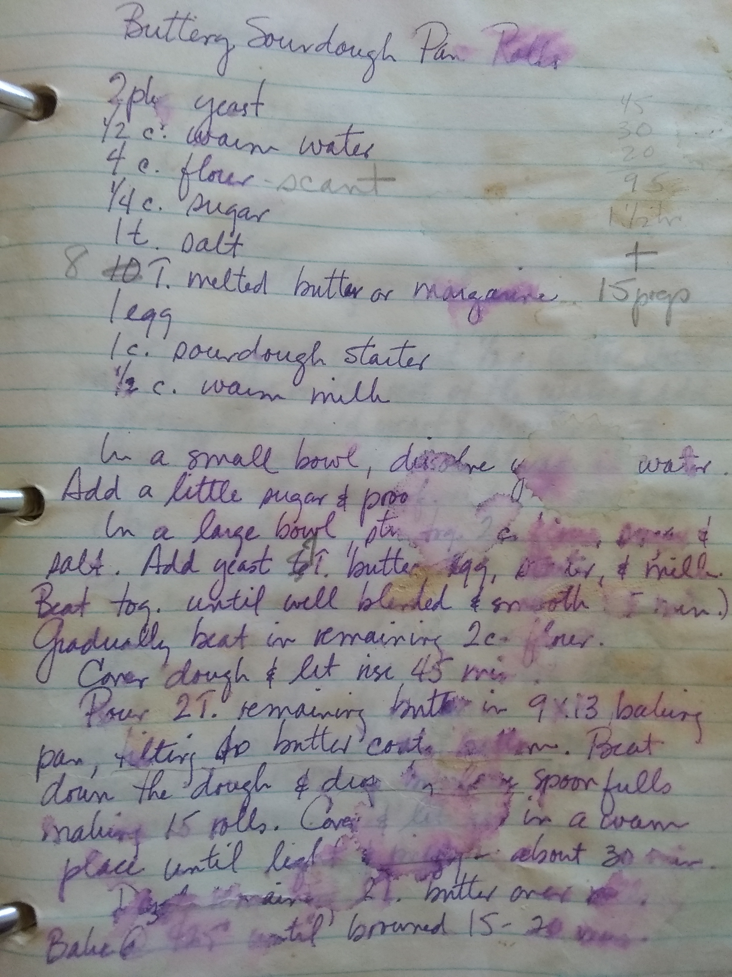 Handwritten version, from Carol Hiebert's recipe book