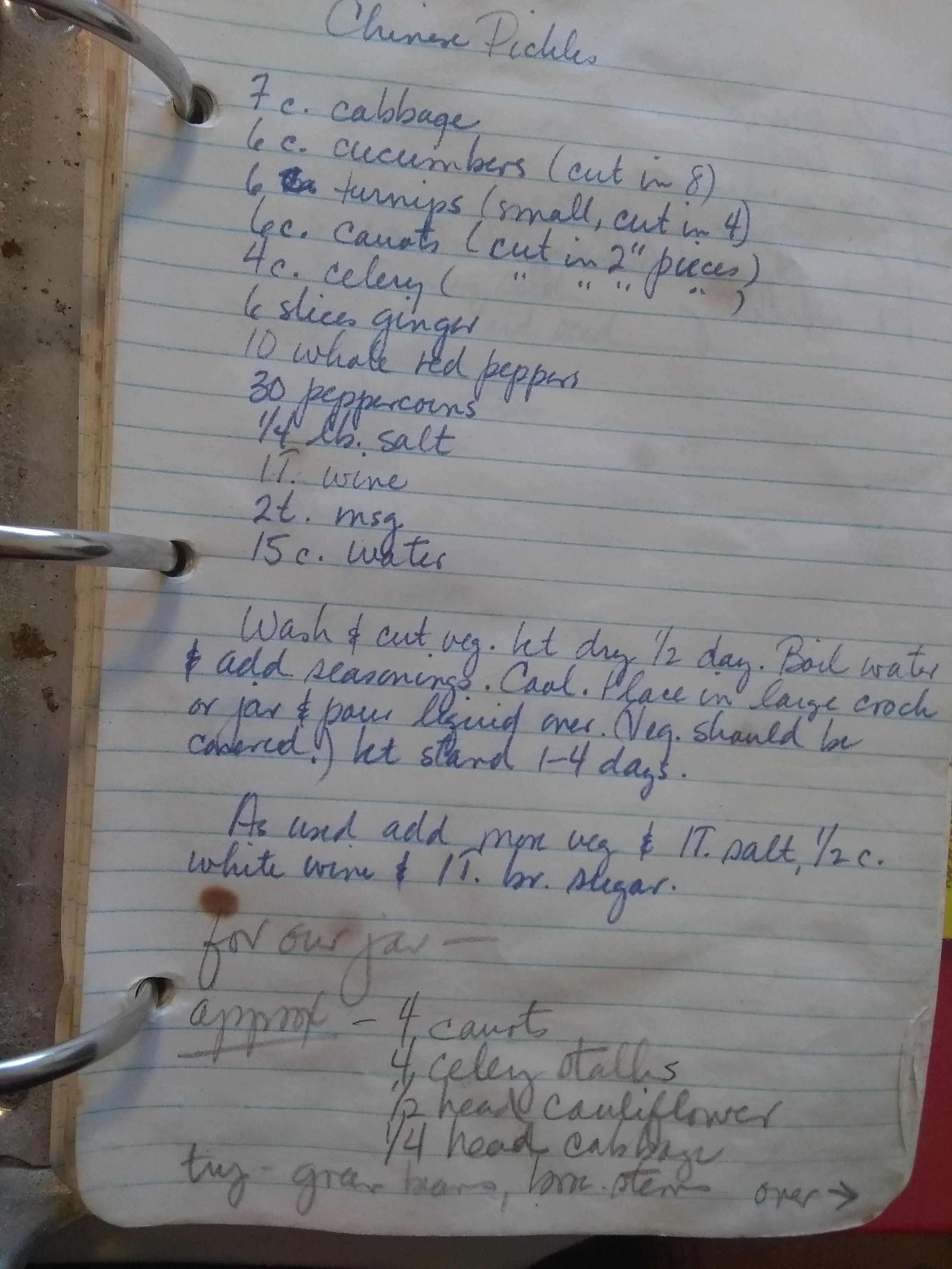 Handwritten version from Mom's recipe book