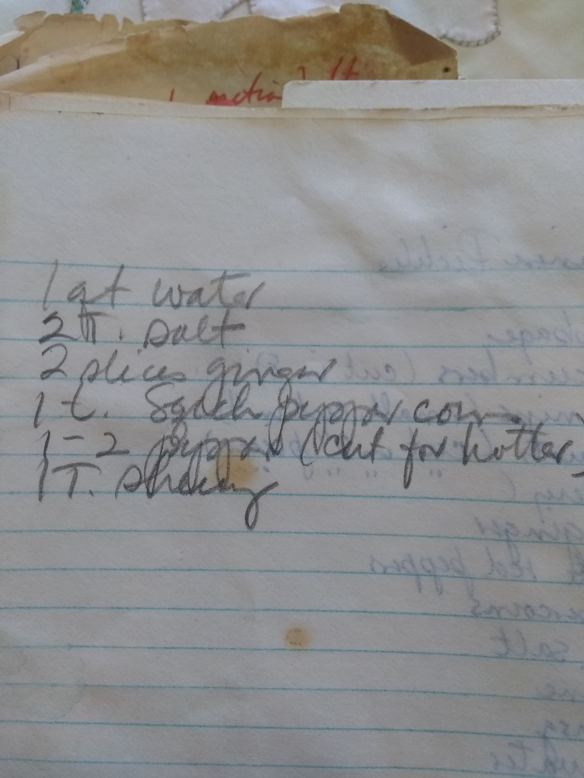 Handwritten version from Mom's recipe book