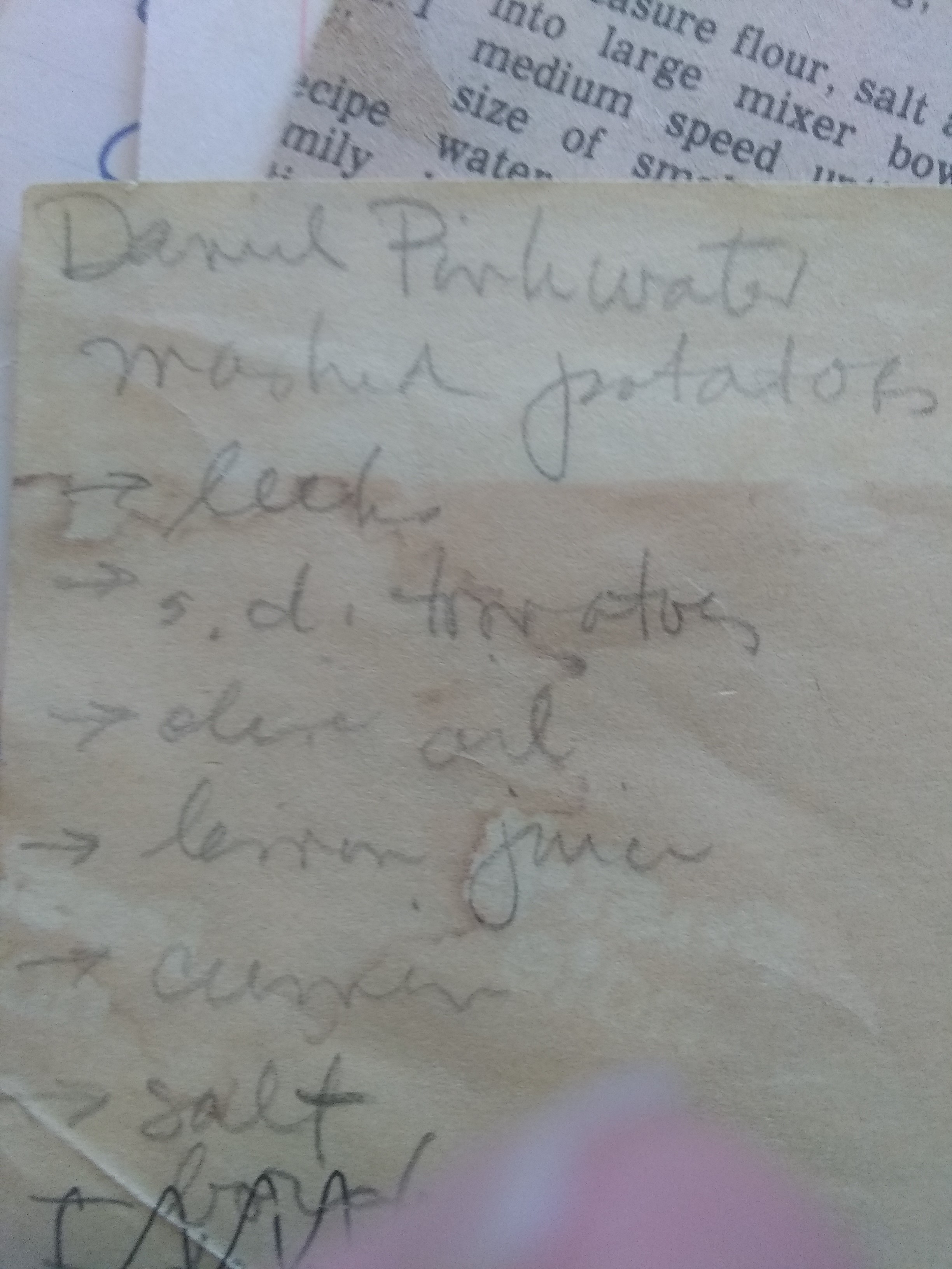 Handwritten version from Mom's recipe book