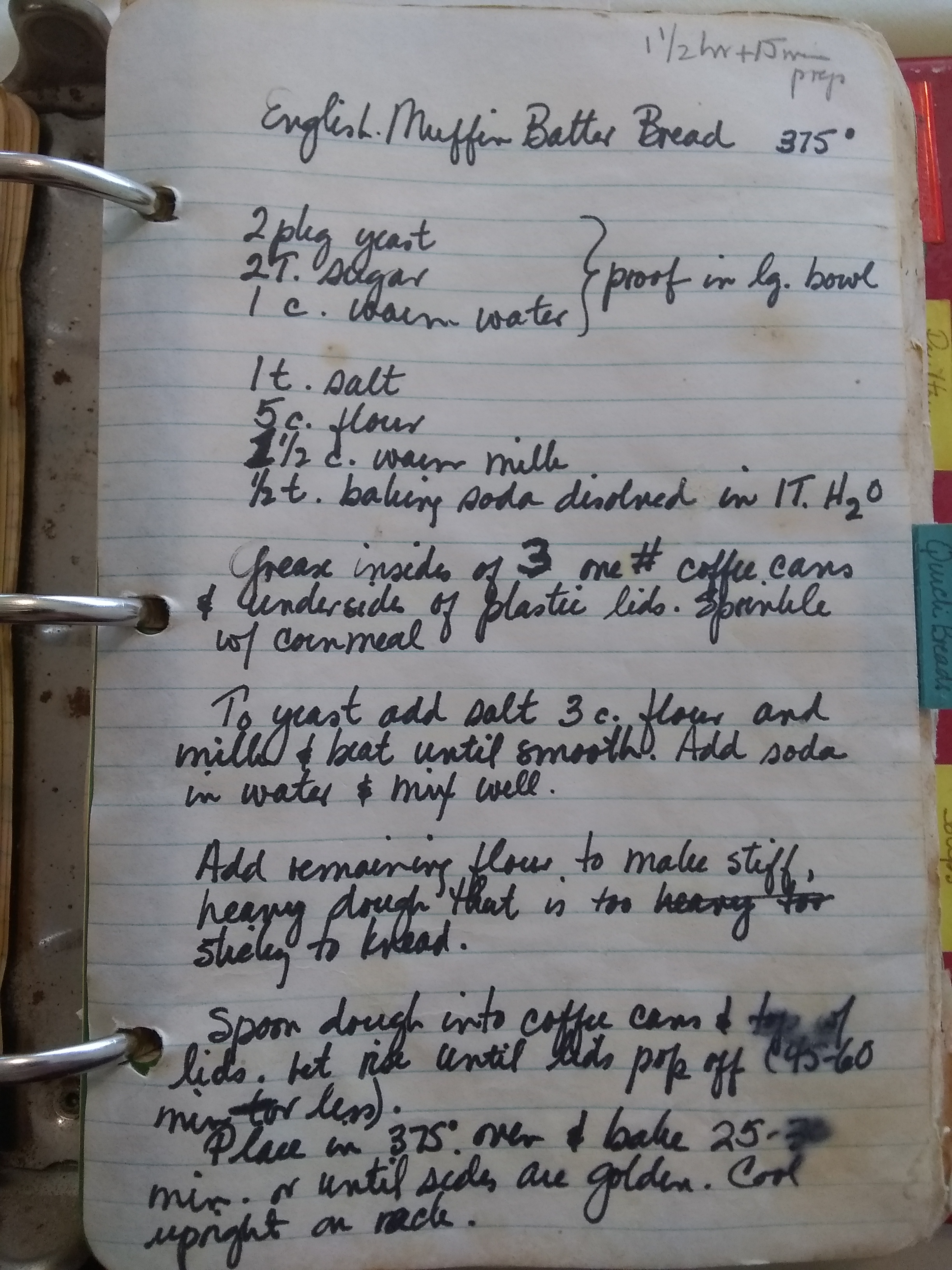 Handwritten version, from Carol Hiebert's recipe book