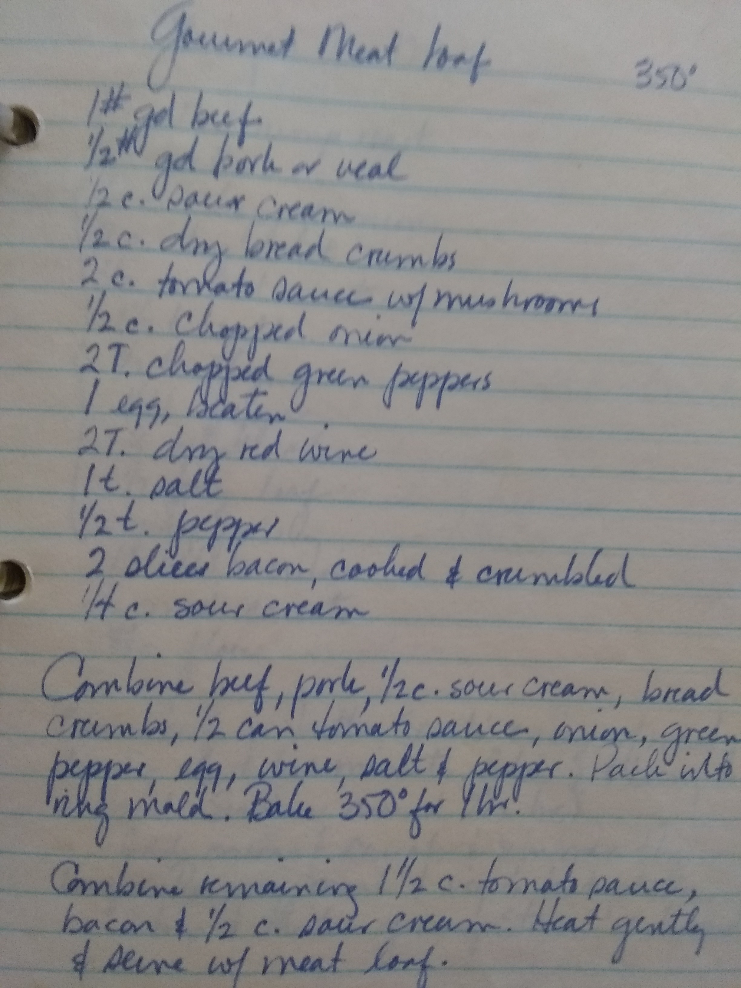 Handwritten version, from Carol Hiebert's recipe book