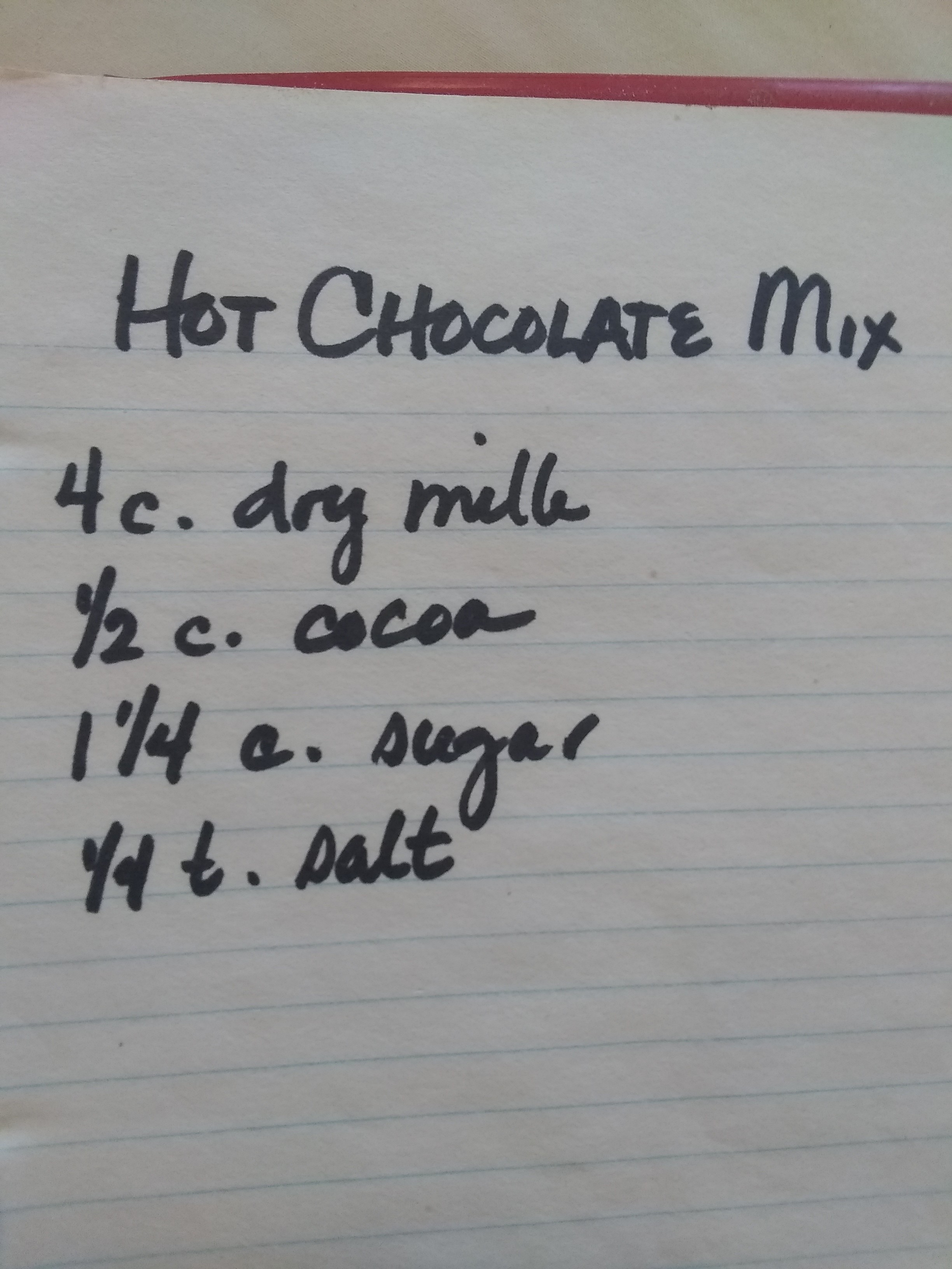 Handwritten version from Mom's recipe book