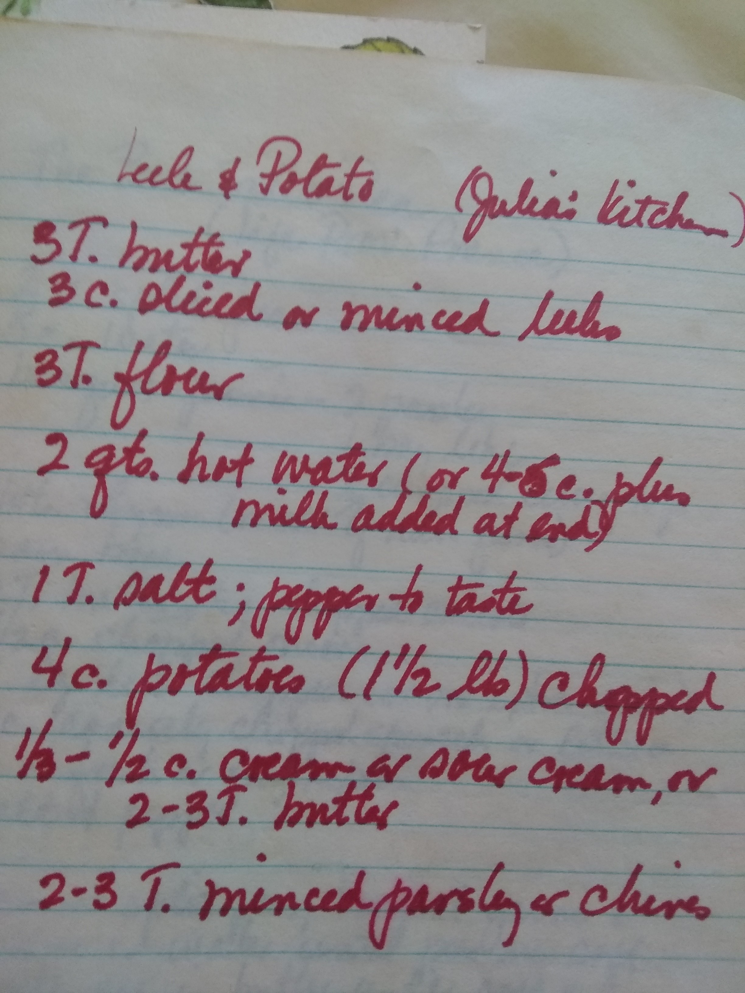 Handwritten version, from Carol Hiebert's recipe book