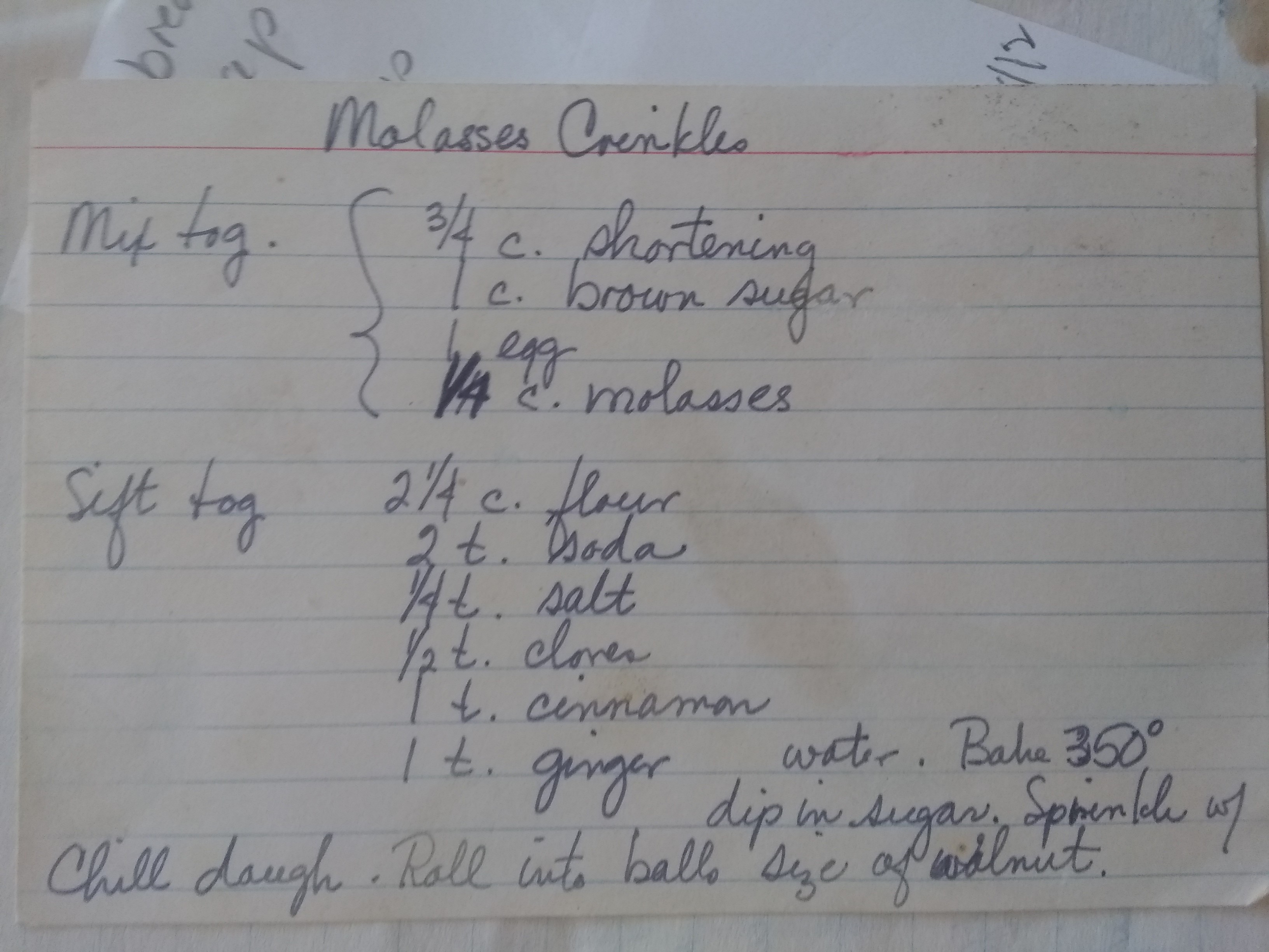 Handwritten version from Mom's recipe book