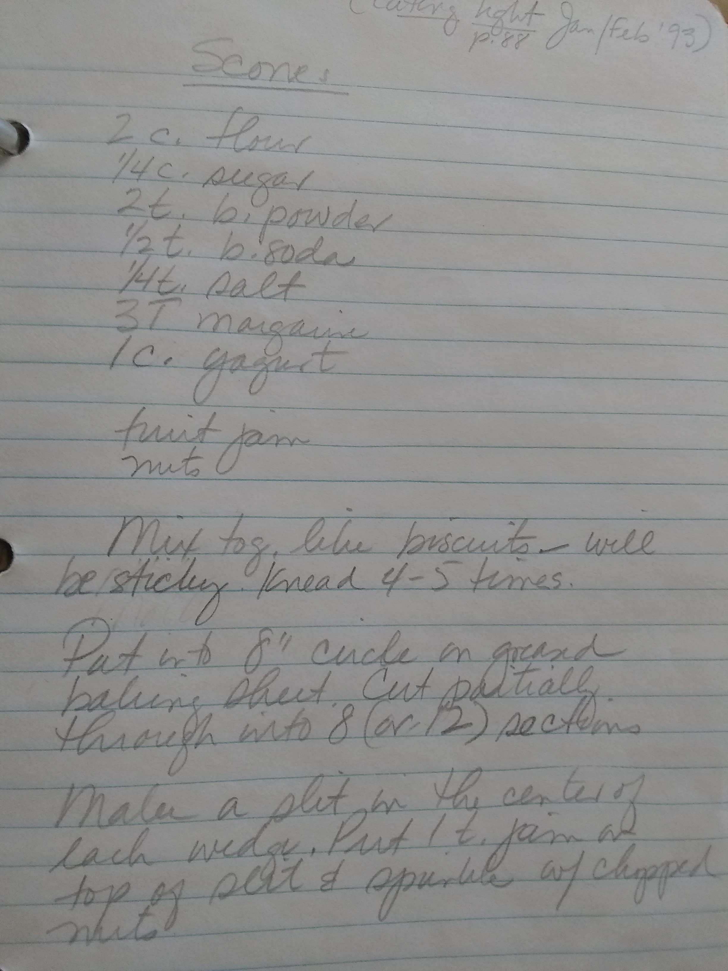 Handwritten version, from Carol Hiebert's recipe book