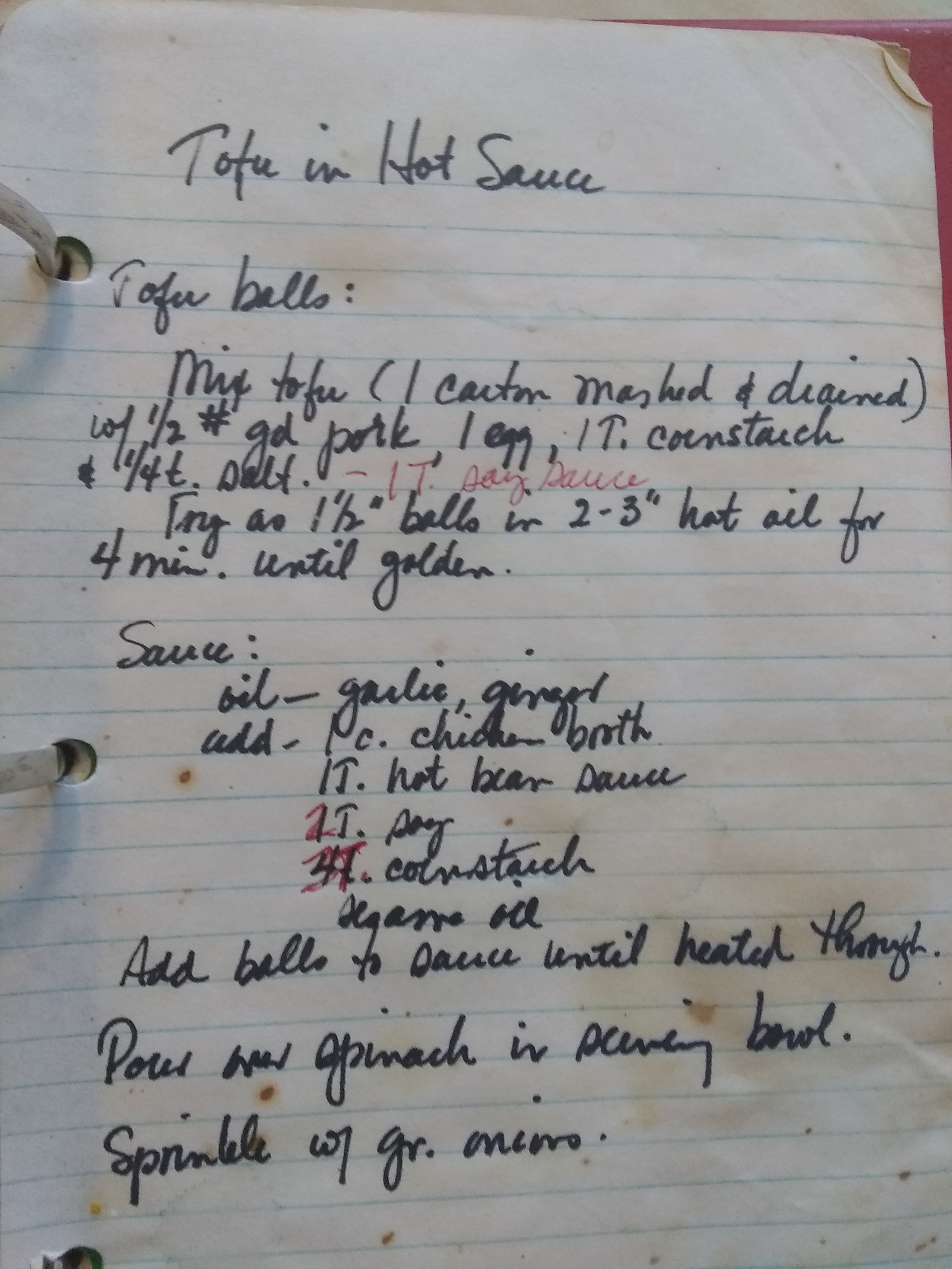 Handwritten version from Mom's recipe book